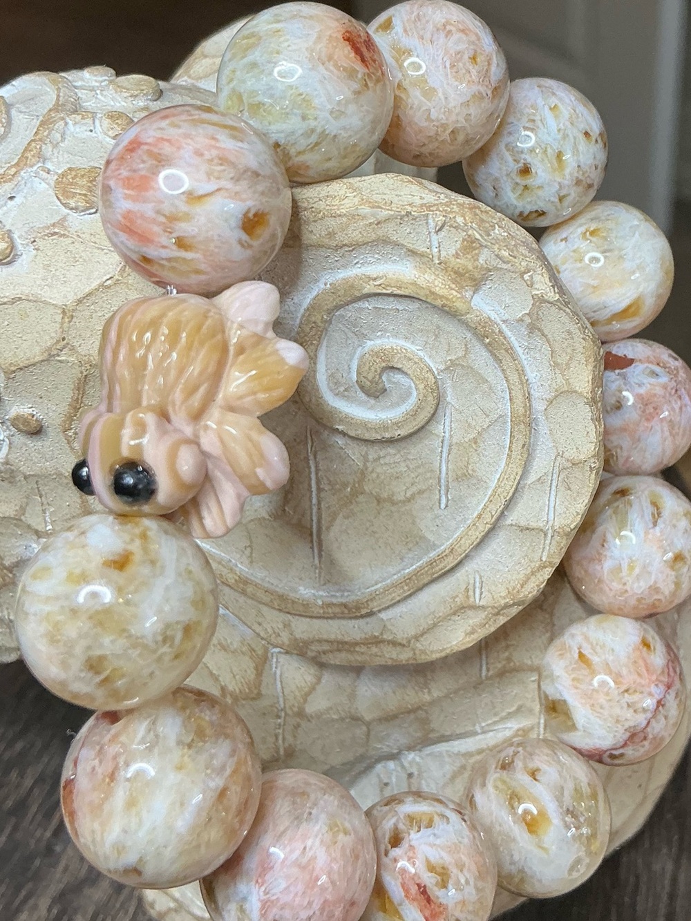 Golden Web - Trapiche Citrine 14mm with Alashan Spider